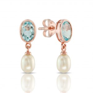 Blue Topaz Pearl Drop Earrings (E0060)