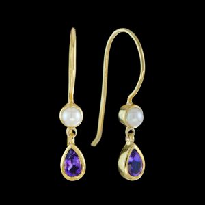 Pearl Amethyst Drop Earrings (E0074)