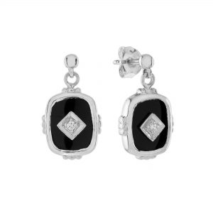 Diamond Onyx Drop Earrings (E1760)
