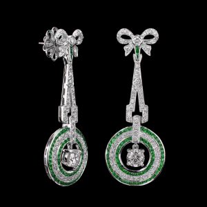 Diamond Emerald Drop Earrings (E1857-050)