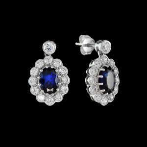Blue Sapphire Diamond Dangle Earrings (E1902)
