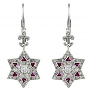 Diamond Ruby Drop Earrings (E2298)
