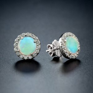 Opal Diamond Stud Earrings (E3884)