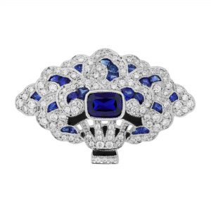 Blue Sapphire Diamond Brooch (C0127)