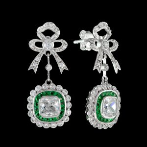Diamond Emerald Drop Earrings (E1838)
