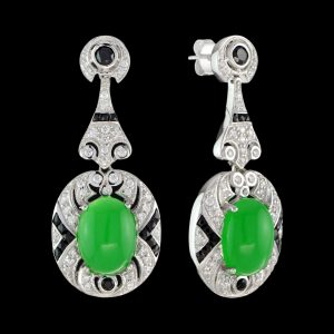 Jade Onyx Diamond Drop Earrings (E2036)