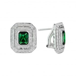Emerald Diamond Stud Earrings (E2188)