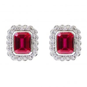 Ruby Diamond Stud Earrings (E2193)