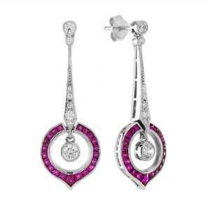 Ruby Diamond Drop Earrings (E2561)
