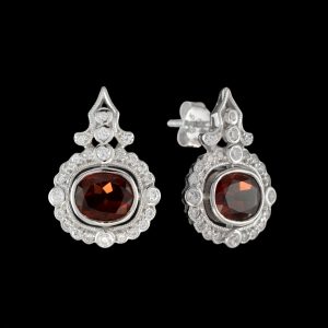 Garnet Diamond Stud Earrings (E3149)