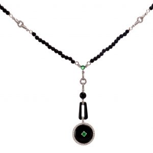 Emerald Onyx Diamond Necklace (N1127)