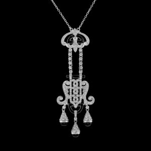 Diamond Onyx Enamel Necklace (N1793)