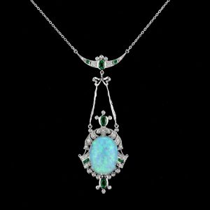 Opal Emerald Diamond Necklace (N1835)