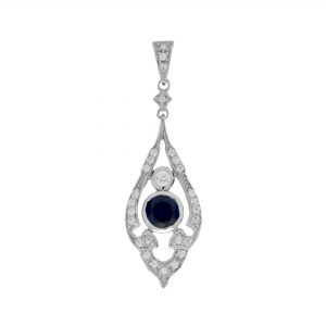 Blue Sapphire Diamond Pendant (P2285)