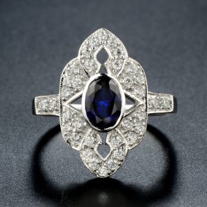 Blue Sapphire Diamond Ring (R0738)