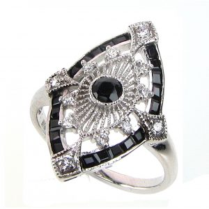 Onyx Diamond Filigree Ring (R1360)
