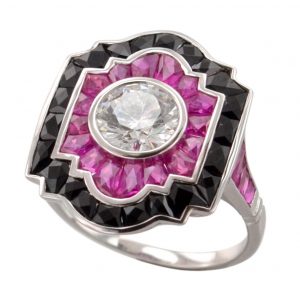 Diamond Ruby Onyx Engagement Ring (R2881)