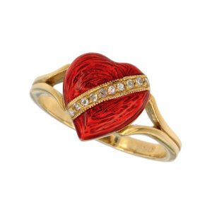 Diamond Red Enamel Ring (R3061)