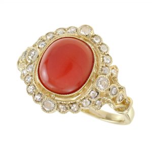 Coral Diamond Engagement Ring (R3149)