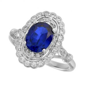 Blue Sapphire Diamond Engagement Ring (R4821)