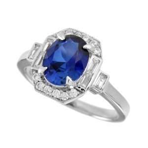Blue Sapphire Diamond Engagement Ring (R4937)