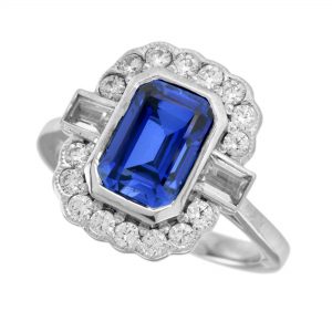 Blue Sapphire Diamond Engagement Ring (R5003)