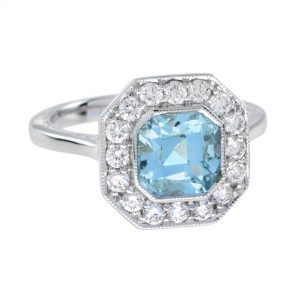 Blue Topaz Diamond Solitaire Ring (R5004)