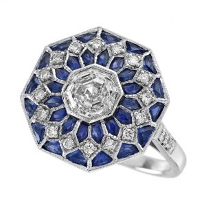 Diamond Blue Sapphire Engagment Ring (R5711)