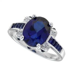 Blue Sapphire Diamond Engagement Ring (R5835)