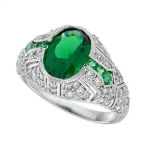 Emerald Diamond Engagement Ring (R5838)