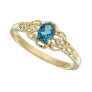 London Blue Topaz Diamond Engagement Ring (R5876)