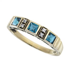 London Blue Topaz White Sapphire Band Ring (R5878)