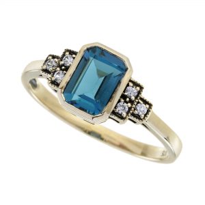 London Blue Topaz White Sapphire Engagement Ring (R5884)