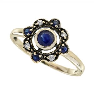 Blue Sapphire Diamond Ring (R5911)
