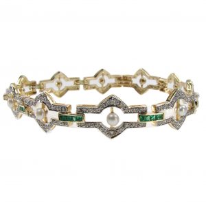 Pearl Emerald Diamond Bracelet (B0016)