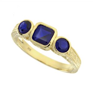 Blue Sapphire Three Stone Ring (R0688)