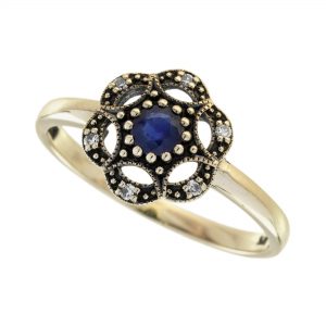 Blue Sapphire Diamond Engagement Ring (R5913)
