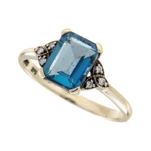London Blue Topaz Diamond Engagement Ring (R5916)