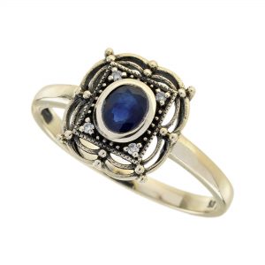 Blue Sapphire Diamond Engagement Ring (R5918)