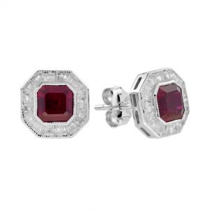 Ruby Diamond Stud Earrings (E5921-SV)