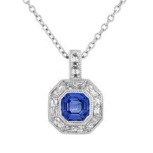 Blue Sapphire Diamond Neckalce (N5921-2-SV)
