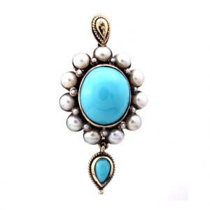 Turquoise Pearl Pendant (P0362)