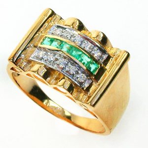 Emerald Diamond Band Ring (R1461)