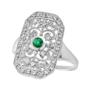 Emerald Diamond Halo Ring (R1463)