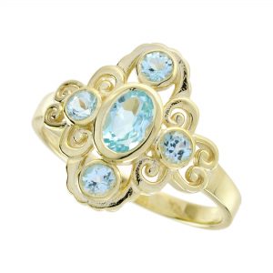 Blue Topaz Three Stone Ring (R5887)