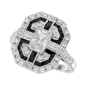 Diamond Onyx Engagement Ring (R5904)