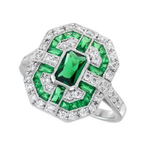 Emerald Diamond Engagement Ring (R5904)