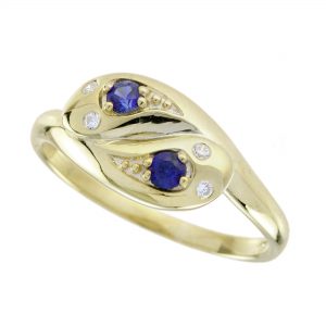 Blue Sapphire Diamond Snake Animal Ring (R5909)