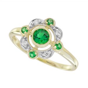 Emerald Diamond Engagement Ring (R5911)