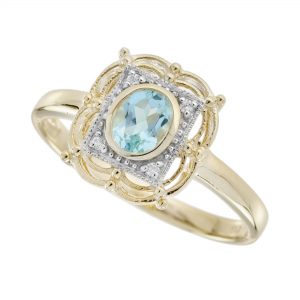 Blue Topaz Diamond Engagement Ring (R5918)